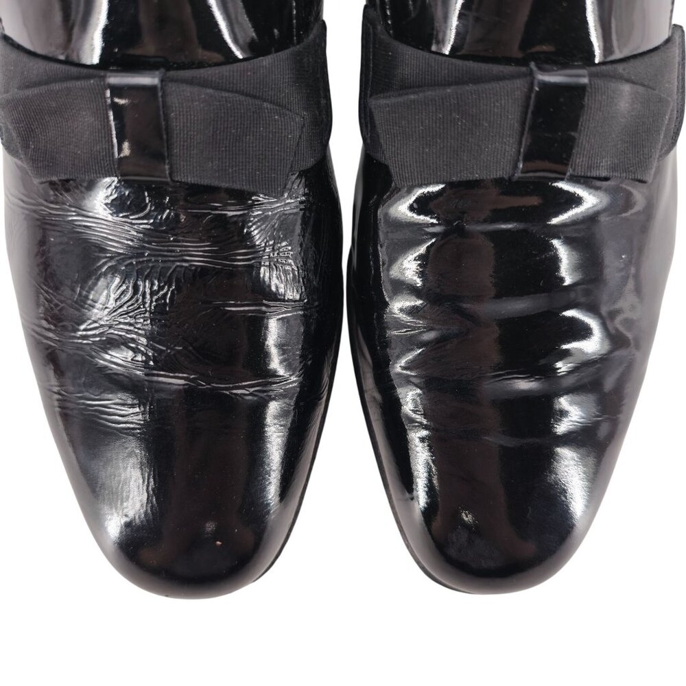 Bruno Magli Formal Opera Dress Shoes Men 7 Black Leather Tuxedo Bow Loafer Italy - Picture 9 of 12